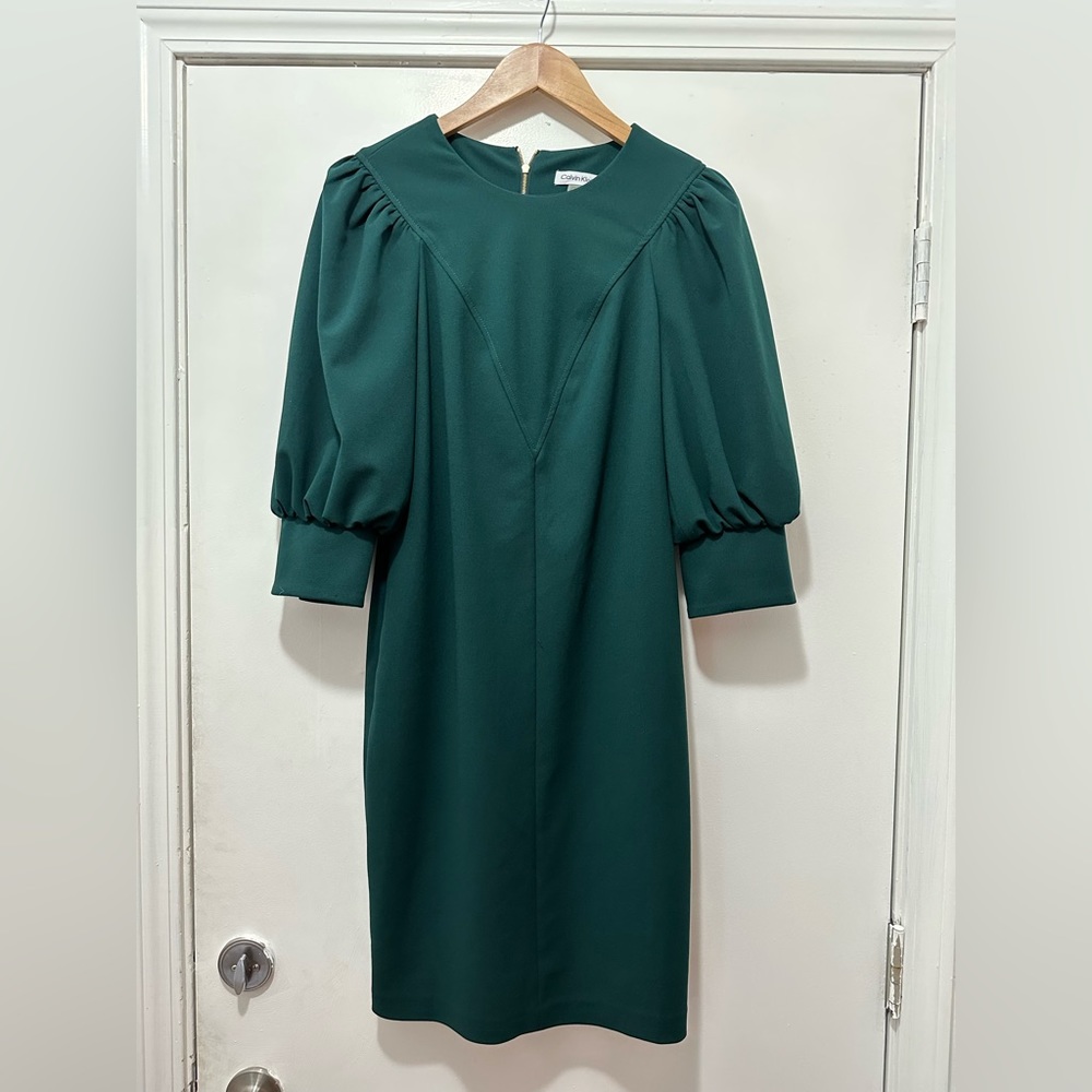 Calvin Klein Green Long Sleeve Tailored Dress
